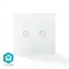 Nedis SmartLife Wandschalter / WLAN / Doppelt / Wandmontage / 1000 W / Android & iOS / Glas / Weiß