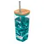 Quokka Liquid Cube 540 ml Wasserblumen / Glas mit Deckel / Brosilikatglas