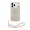 Guess PU 4G Metall Logo -Schutzhülle mit Riemen für iPhone 17 Pro Max, Pink