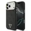 Guess PU-Leder 4G Strass-Dreieck Logo Goldrahmen MagSafe Rückseite für iPhone 17 Pro Max Schwarz