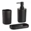 MSV LONA 3er Badaccessoires Set schwarz/Kunststoff