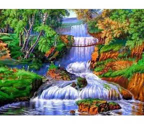 Diamantmalerei - Wasserfall im Wald