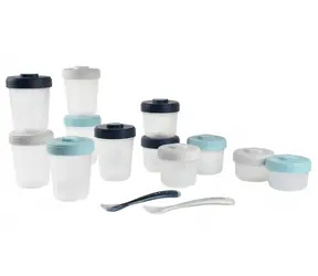 Beaba Set mit 12 Lebensmittelbechern + 2 Löffeln