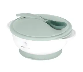 KikkaBoo Schüssel mit Saugnapf & Deckel und Löffel mit Wärmesensor Mint