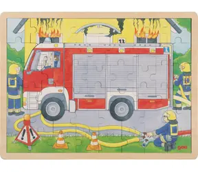 GOKI Mehrschichtiges Holzpuzzle Feuerwehr im Einsatz