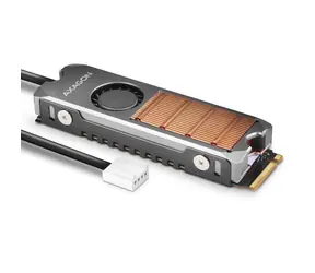 Axagon CLR-M2FAN, Kupferkühler mit Lüfter für ein- und zweiseitige M.2-SSD-Festplatte, Höhe 13 mm