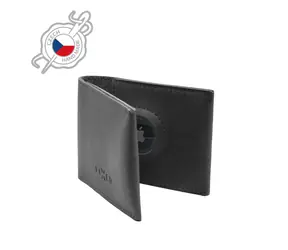 FIXED Wallet für AirTag Ledergeldbörse aus echtem Rindsleder schwarz