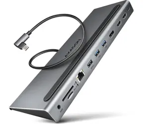 Axagon HMC-4KX3 USB 5Gbps Hub, 3x USB-A, 2x HDMI & DP 4K/60Hz, RJ-45 GLAN, SD/mSD, Audio, PD 100W, USB-C Kabel 40cm