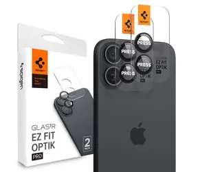 Spigen Glass tR EZ Fit Optik Pro 2er-Pack schützendes Kameraglas für Apple iPhone 16 & 16 PLUS schwarz