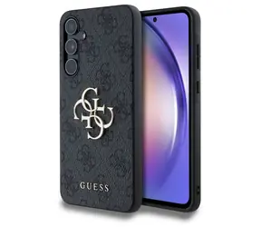 Guess PU 4G Metal Logo Rückseite für Samsung Galaxy A55 5G grau