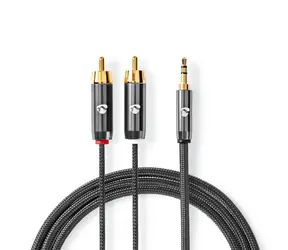Nedis Stereo-Audiokabel Klinke 3,5 mm (M) - 2x Cinch (M) 1,00 m grau