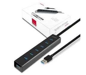 Axagon HUE-SA7BP, 7x USB 5Gbps ALU-LADE-Hub, USB-A-Kabel 40cm, inkl. Netzteil
