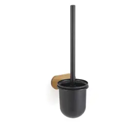 MSV YONO WC-Wandbürste mit Stahlbehälter schwarz/bambus