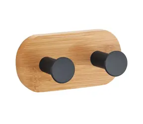 MSV YONO selbstklebender Kleiderbügel mit 2 Haken schwarz