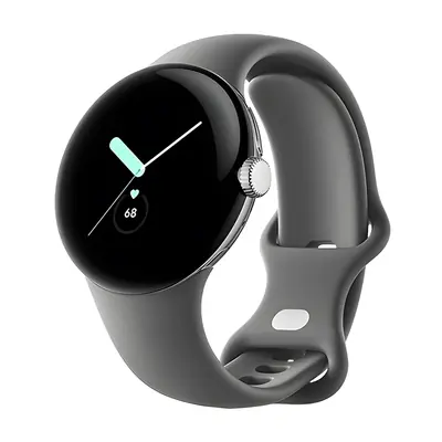 Google Pixel Watch LTE 41 mm, silber, anthrazitfarbenes Armband