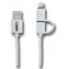 2GO 2-in-1 weiß / Daten- und Ladekabel / USB-A auf Micro-USB + Lightning / 1 m