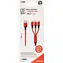 2GO 3-in-1-Ladekabel rot / USB-A - USB-C / Micro-USB / Lightning / 1,5 m / Nylon / 3 A