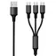 2GO USB 3-in-1 Nylon-Ladekabel, schwarz, 3 × USB-C, 1,5 m, 3 A