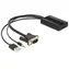 DeLock VGA-zu-HDMI-Adapter / Audio / USB-Stromversorgung / Full HD 1920×1080 / Schwarz