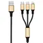 2GO 3-in-1-Kabel, schwarz/gold, Ladekabel (USB-A auf USB-C, Micro-USB, Lightning), 1,5 m, 3 A