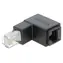 DeLock Adapter RJ45 (M) rechtwinklig nach unten - RJ45 (F) Cat.6 UTP schwarz / Adapter / Cat6 UTP / vergoldete Kontakte