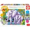 Educa Malen nach Zahlen Elefanten und Zebras / 2 Leinwände 20,5 x 15,5 cm / Set mit Farben, Pinsel und Rahmen