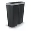 Prosperplast COMPACTA Q DUO 50 l, schwarz, hellgrauer Deckel / Abfalleimer für sortierten Abfall / Kunststoff / 56,5 × 24,5 cm