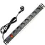 OEM 19" Stromverteilerkasten 7x230V / Stromverteilerkasten / Überspannungsschutz / 16 A / 1,8 m / schwarz