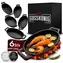 GUSSKÖNIG Set ovaler Mini-Gusseisenpfannen 6 × 11,7 cm / Set Gusseisenpfannen / gebrannt / für Backofen und Grill