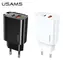 USAMS T35 schwarz / Ladegerät / USB-C + USB / 20 W / PD3.0 + QC3.0