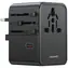 USAMS CC310 schwarz / Reiseadapter / 3x USB-C / 2x USB-A / 70 W / 4-in-1 US/AU/ EU/UK