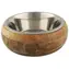 DOG FANTASY Edelstahlnapf in Holz, abgerundet / 400 ml / Herausnehmbarer Edelstahlnapf / Holzverpackung