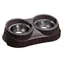 Ferplast FER DUO Feed 03 schwarz / Doppelnapf für Hunde und Katzen / Edelstahl / Kunststoffhalter / 0,9 l