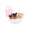 LULLABABY Plüschpuppen für die Badewanne im Korb, Rosa / 3 Stück / Höhe 24 cm / ab 2 Jahren