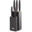 Lamart LT2158 silber-schwarz / Messerset / 5-teilig / Messerblock 22 x 11 cm