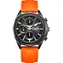 Lee Cooper LC07990.068, grau, oranges Armband / Herrenuhr / analog / Mineralglas