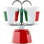 Bialetti Mini Italia Geschenkset / 2 Espressotassen & Mokkakanne