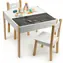ECOTOYS Kinderholztisch mit Tafel und zwei Stühlen