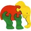 Fauna Holzpuzzle aus Massivholz, kleiner Elefant / ab 3 Jahren