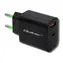 Qoltec 51713 USB - C + USB Netzwerkadapter 18W schwarz / 5-12V / 1,5 - 3A / USB-C 3.0 / USB 3.0 