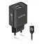 Aligator Smart Netzladegerät 2,4A microUSB schwarz / 2xUSB / SMART IC / microUSB Kabel / Restposten