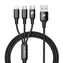 RhinoTech 3-in-1-Kabel: USB-A (Stecker), Micro-USB (Stecker), USB-C (Stecker) und Lightning (Stecker), 1,2 m, schwarz