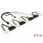 DeLock Kabel miniSAS HD SFF-8643 (M) - 4X SAS SFF-8482 (F) & 4X Molex (M) 0,5m 