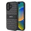 DKNY PU-Leder-Rückseite mit Wiederholungsmuster und farblich abgestimmten Streifen für iPhone 16, Schwarz