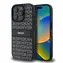 DKNY PU-Leder-Rückseite mit Wiederholungsmuster und farblich abgestimmten Streifen für iPhone 16 Pro, Schwarz