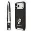 Karl Lagerfeld Saffiano Crossbody-Riemen aus Metall, Karl und Choupette Rückseite für iPhone 17 Pro Max, Schwarz