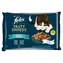 PURINA Felix Tasty Shreds mit Lachs & Thunfisch 4X 80g / Beutel für Katzen / Thunfisch mit Lachs