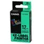 Original Casio Etikettendruckerband Casio XR-12GN1 / schwarzer Druck / grüner Hintergrund / unlaminiert / 8 m / 12 mm