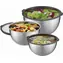 Gefu Mondi silber / Futternapf-Set mit Deckel / Edelstahl / 3-tlg. / 16-20-24 cm 