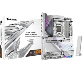 GIGABYTE X870E AORUS MASTER X3D ICE / Mainboard / AMD X870E / AM5 / DDR5 / Wi-Fi 7 / 5x M.2 / 10G LAN / ATX